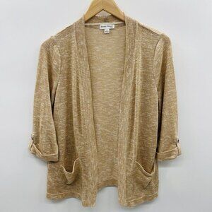 Studio Works Petite Womens PM Medium Open Front Cardigan Sweater in Tan 2069